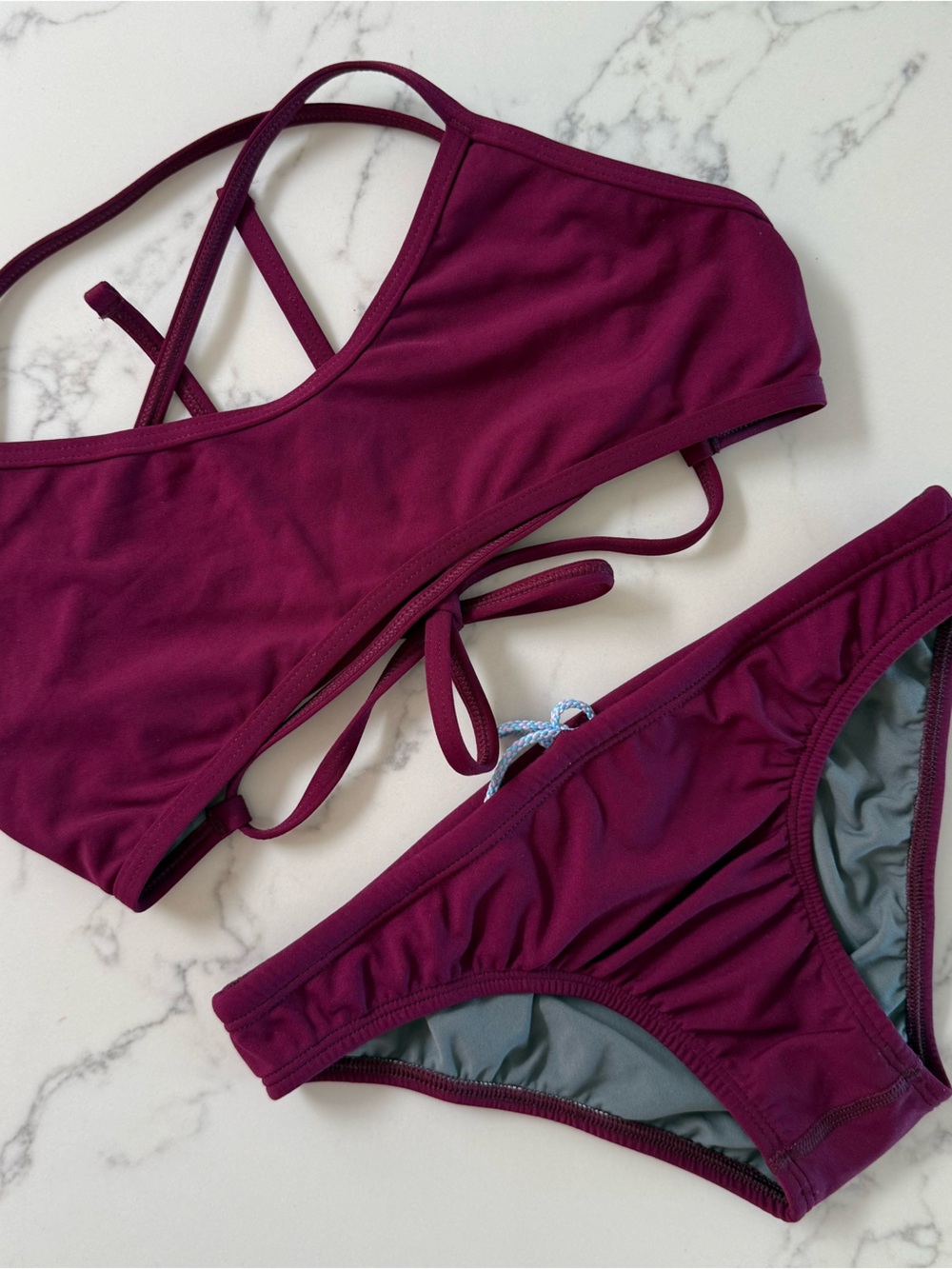 Jolyn Clothing Grayson Top & Andy Bottom Bikini Set - Cabernet - Size Medium